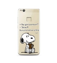 Snoopy Tasarımlı Süper Şeffaf Silikon Telefon Kılıfı Huawei P10 Lite 
