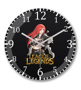 League Of Legends Katarina Duvar Saati Bombeli Gercek Cam