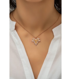 Çınar Yaprağı Sonbahar Kolye Rose Altın Kaplama Gümüş Uvps400538