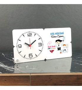 Diş Hekimi Ahşap Masa Saati 002