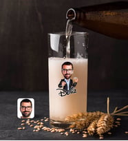 BK Gift Kişiye Özel Erkek Karikatürlü Renkli Baskılı Hiball Bira Bardağı-50 (Beyaz)