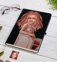BK Gift Kişiye Özel Kız Çocuk İllüstrasyon Tasarımlı Siyah Defter-3