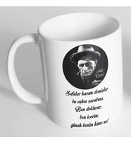 Aşık Veysel Sofular Haram Demişler Bu Aşkın Şarabına Baskılı Kupa Bardak (Beyaz)