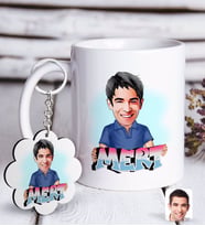 BK Gift Kişiye Özel Erkek İsimli Karikatürlü Beyaz Kupa ve Anahtarlık Hediye Seti-1 (Model 1)