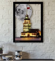 BK Gift Kişiye Özel İstanbul Kız Kulesi Temalı 3D Ahşap Tablo-1