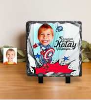 BK Gift Kişiye Özel Erkek Çocuk Kaptan Amerika Karikatürlü Dekoratif Doğal Taş  1