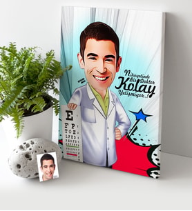BK Gift Kişiye Özel Bay Göz Doktoru Karikatür Kanvas Tablo 30x50cm  1