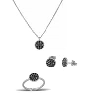 Yuvarlak Gümüş Set İnlove Gümüş Kolye Set Takı (Beyaz)