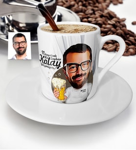 BK Gift Kişiye Özel Bay Karikatür Türk Kahvesi Fincanı  11