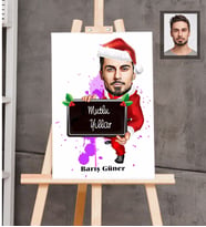 Kişiye Özel Yılbaşı Erkek Karikatürlü Ahşap Tablo 30x47 Model-3