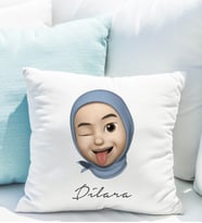 Emoji Kız Tesettürlü Stiker Yastığı Kişiye Özel