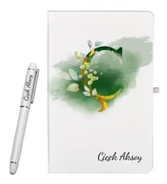 Kjişiye Özel Hazırlanmış Harf Tasarımlı Hediye Defter ve Roller Kalem Seti