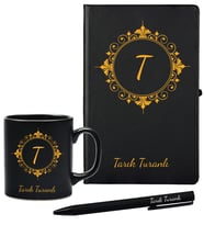 Kişiye Özel Olarak Hazırlanmış Siyah Defter Kupa Kalem Seti