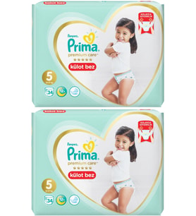 Prima Premium Care Külot Bebek Bezi Beden:5 (12-17Kg) 68 Adet Süper Ekonomik Pk