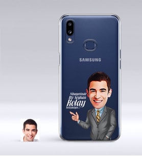 BK Gift Kişiye Özel Erkek Kolay Yetişmiyor Karikatürlü Samsung Galaxy A10s İnce Şeffaf Silikon Telefon Kapağı-2 (Beyaz)