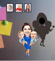 Kişiye Özel Aile Karikatürlü Ahşap Magnet Mod-3
