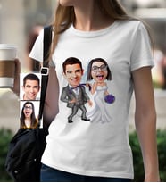 BK Gift Kişiye Özel Evleniyoruz Karikatür Beyaz Bayan Tişört  6