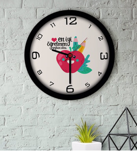 BK Gift Kişiye Özel En İyi Öğretmen Ahşap Duvar Saati-11 (Beyaz)