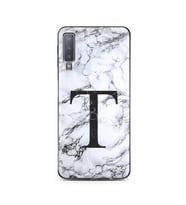 Samsung A7 (2018) Beyaz Mermer Harf Tasarımlı Telefon Kılıfı T-Harfi 