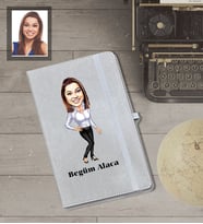 Kişiye Özel Öğretmen Karikatürlü Gri Defter Bayan-10