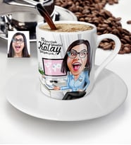 BK Gift Kişiye Özel Bayan Genel Müdür Karikatür Türk Kahvesi Fincanı  1