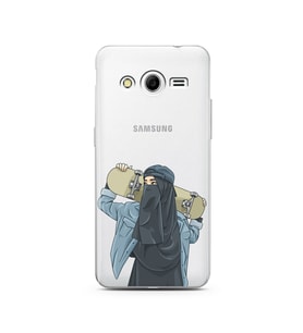 Kaykay Kız Tasarım Süper Şeffaf Silikon Telefon Kılıfı Samsung Core 2
