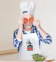 BK Gift Kişiye Özel Muhteşem Baba Erkek Mutfak Önlüğü ve Aşçı Şapkası Seti (Beyaz)