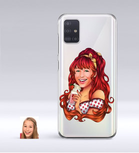 BK Gift Kişiye Özel Kadın Karikatürlü Samsung Galaxy A51 İnce Şeffaf Silikon Telefon Kapağı-54 (Beyaz)