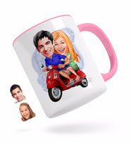 BK Gift Kişiye Özel Sevgililer Karikatürlü Pembe Kupa Bardak-10