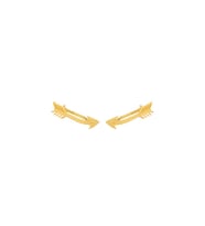 925 Ayar Gümüş Minik Ok Earcuff Küpe Sarı-Standart
