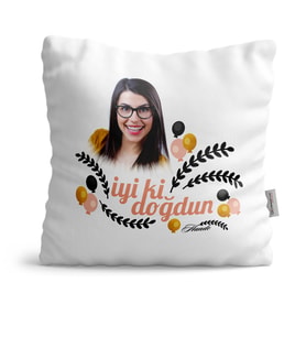 BK Gift Kişiye Özel Fotoğraflı İyi Ki Doğdun Beyaz  Yastık  1