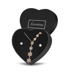 Forentina Sarı Kar Tanesi Kolye Küpe Set PS1594
