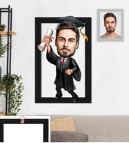 Kişiye Özel Mezuniyet Karikatürlü 3D Ahşap Tablo 30x47 Bay-3