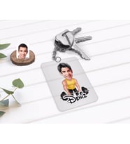 BK Gift Kişiye Özel Erkek Halterci Karikatürlü Şeffaf Pleksi Anahtarlık (Beyaz)