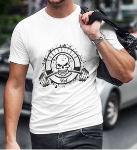 BK Gift Kişiye Özel Bodybuilder Beyaz Erkek Tişört  1