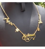 925 Ayar Gümüş 24 Ayar Altın Kaplama 3 Isimli Kolye (Gold)