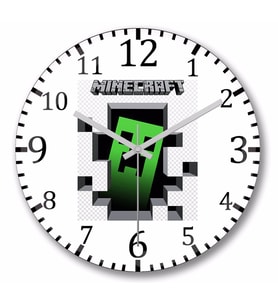 Minecraft Creeper Duvar Saati Bombeli Gercek Cam