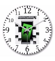 Minecraft Creeper Duvar Saati Bombeli Gercek Cam