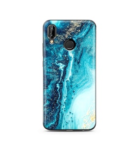 Mavi Kumsal Tasarımlı Süper Şeffaf Silikon Telefon Kılıfı Huawei P20 Lite  