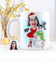 BK Gift Kişiye Özel Kadın Yılbaşı Temalı Karikatürlü Beyaz Kupa Bardak - 3 , Yılbaşı Hediyesi, Yeni Yıl Hediyesi