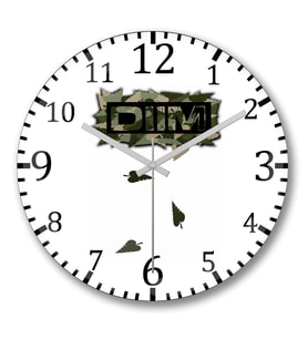 Logo Dıım Floral Camuflado Duvar Saati Bombeli Gercek Cam