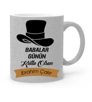 BK Gift Kişiye Özel Babalar Günü Temalı Gümüş Simli Kupa Bardak 24452