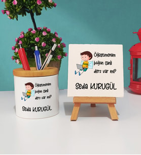 Böğön Canlı Ders Varmı Kalemlik ve Dekoratif Taş Baskı Seti