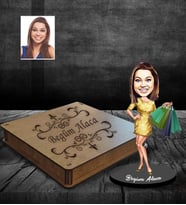 Kişiye Özel Bayan Karikatürlü Ahşap Biblo Kutulu Model-6