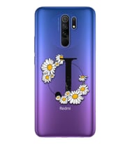 Papatya Harf Tasarım Süper Şeffaf Silikon Telefon Kılıfı Xiomai Redmi 9 J-Harfi