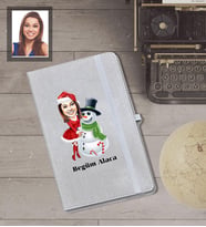 Kişiye Özel Yılbaşı Bayan Karikatürlü Gri Defter Model-3