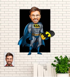 Kişiye Özel Hediye Batman  Karikatürlü Uv Baskılı Ahşap Tablo