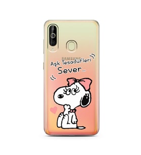Snoopy Tasarımlı Süper Şeffaf Silikon Telefon Kılıfı Samsung A60
