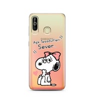 Snoopy Tasarımlı Süper Şeffaf Silikon Telefon Kılıfı Samsung A60
