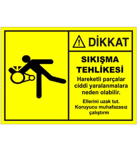 MIGNATIS - Sıkışma Tehlikesi Levhası - Sac Malzeme 25x35cm